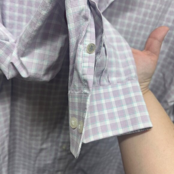 John Varvatos Slim Fit Plaid Button-Down Shirt 17 32/33 Cotton Long Sleeve large - Picture 8 of 9